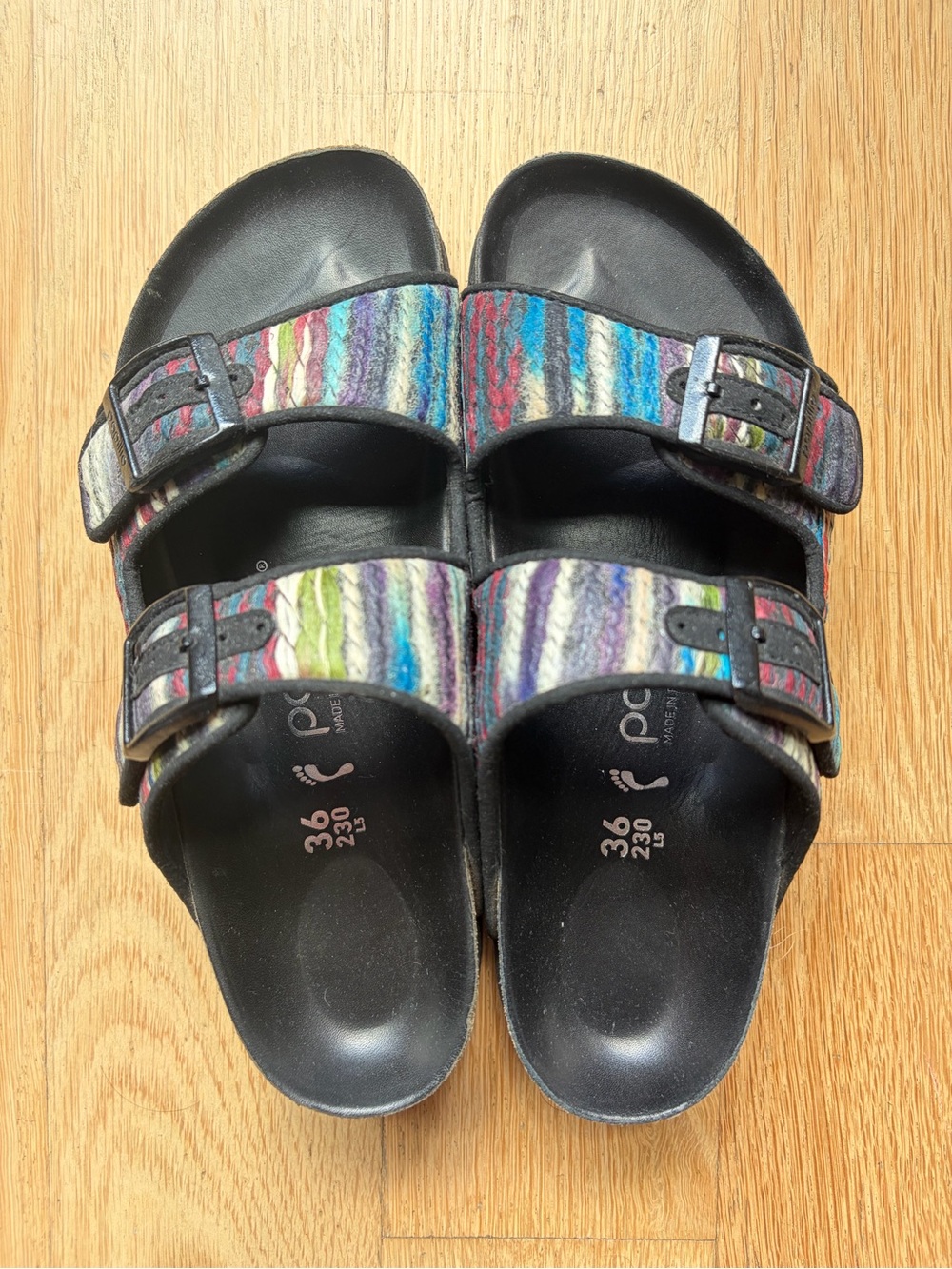 Birkenstock Arizona Papillo Yarn Platform Slide Sandals - Size 36